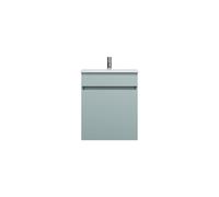 burgbad Lin20 lavabo en fonte minérale blanc mat avec meuble souslavabo, 1 cache, 1 tiroir, 520x365x612mm, SGQZ052F5395C0037, Couleur: bleu glacé mat / panneau arrière gris anthracite