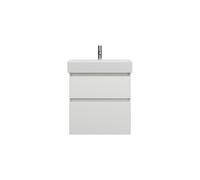 burgbad Lin20 lavabo haut en céramique avec meuble sous-lavabo, 2 tiroirs, 630x370x710mm, SGHB063F5351C0001, Couleur: Blanc mat avec bord laser