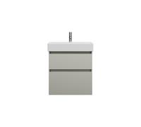 burgbad Lin20 lavabo haut en céramique avec meuble sous-lavabo, 2 tiroirs, 630x370x710mm, SGHB063F5352C0001, Couleur: Gris basalte mat avec chant laser
