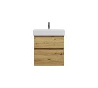 burgbad Lin20 lavabo haut en céramique avec meuble sous-lavabo, 2 tiroirs, 630x370x710mm, SGHB063F5353C0001, Couleur: Décor chêne Urban