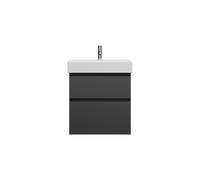 burgbad Lin20 lavabo haut en céramique avec meuble sous-lavabo, 2 tiroirs, 630x370x710mm, SGHB063F5381C0001, Couleur: Gris foncé mat