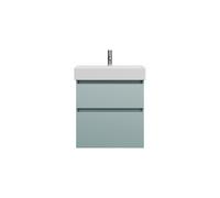 burgbad Lin20 lavabo haut en céramique avec meuble sous-lavabo, 2 tiroirs, 630x370x710mm, SGHB063F5395C0001, Couleur: bleu glacé mat / panneau arrière gris anthracite
