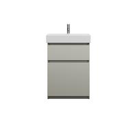 burgbad Lin20 lavabo haut en céramique avec meuble sous-lavabo, 2 tiroirs, 630x370x910mm, SGHC063F5352C0001, Couleur: Gris basalte mat avec chant laser
