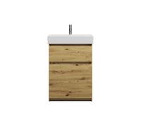 burgbad Lin20 lavabo haut en céramique avec meuble sous-lavabo, 2 tiroirs, 630x370x910mm, SGHC063F5353C0001, Couleur: Décor chêne Urban