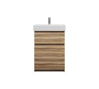 burgbad Lin20 lavabo haut en céramique avec meuble sous-lavabo, 2 tiroirs, 630x370x910mm, SGHC063F5357C0001, Couleur: Cendres Dekor Cappuccino