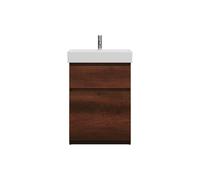 burgbad Lin20 lavabo haut en céramique avec meuble sous-lavabo, 2 tiroirs, 630x370x910mm, SGHC063F5359C0001, Couleur: Décor chêne rouille