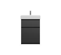 burgbad Lin20 lavabo haut en céramique avec meuble sous-lavabo, 2 tiroirs, 630x370x910mm, SGHC063F5381C0001, Couleur: Gris foncé mat