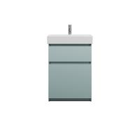 burgbad Lin20 lavabo haut en céramique avec meuble sous-lavabo, 2 tiroirs, 630x370x910mm, SGHC063F5395C0001, Couleur: bleu glacé mat / panneau arrière gris anthracite