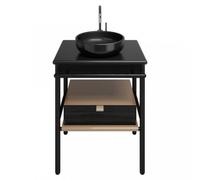 burgbad Mya lavabo à poser en céramique avec meuble sous-lavabo, 650mm, SFKH065F3192C0038, Couleur: Chêne Noir