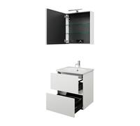 burgbad Rocio Ensemble composé d'une armoire de toilette avec éclairage LED, d'un lavabo et d'un meuble sous-lavabo, largeur 600mm, charnières à gauche, SGYQ060LF6223C0001, Couleur: Blanc mat