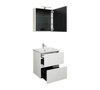 burgbad Rocio Ensemble composé d'une armoire de toilette avec éclairage LED, d'un lavabo et d'un meuble sous-lavabo, largeur 600mm, charnières à droite, SGYQ060RF6223C0001, Couleur: Blanc mat