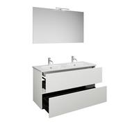 burgbad Rocio Ensemble miroir avec lampe LED, lavabo double et meuble sous-lavabo, largeur 1200mm, SGYR120F6223C0001, Couleur: Blanc mat