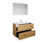burgbad Rocio Ensemble miroir avec lampe LED, lavabo et meuble sous-lavabo, largeur 1000mm, SGYP100F6224C0001, Couleur: Décor chêne Urban
