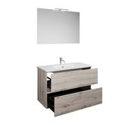 burgbad Rocio Ensemble miroir avec lampe LED, lavabo et meuble sous-lavabo, largeur 1000mm, SGYP100F6225C0001, Couleur: DÃ©cor chÃªne argent