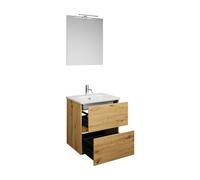 burgbad Rocio Ensemble miroir avec lampe LED, lavabo et meuble sous-lavabo, largeur 600mm, SGYP060F6224C0001, Couleur: Décor chêne Urban
