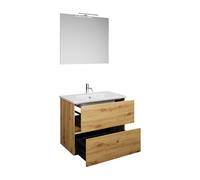 burgbad Rocio Ensemble miroir avec lampe LED, lavabo et meuble sous-lavabo, largeur 800mm, SGYP080F6224C0001, Couleur: Décor chêne Urban