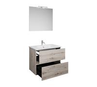 burgbad Rocio Ensemble miroir avec lampe LED, lavabo et meuble sous-lavabo, largeur 800mm, SGYP080F6225C0001, Couleur: DÃ©cor chÃªne argent