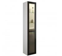 burgbad Yumo Armoire haute à charnières à droite, 1 porte, avec éclairage LED à l'intérieur, largeur : 350mm, poignée G0179, HSKD035RF3193G0179, Couleur: Acrylique Blanc Brillant / Mélamine Blanc Bril
