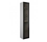 burgbad Yumo Armoire haute, charnière à gauche, 1 porte, largeur : 350mm, poignée G0179, HSKC035LF3193G0179, Couleur: Acrylique Blanc Brillant / Mélamine Blanc Brillant Brillant