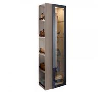 burgbad Yumo Armoire hautt, version gauche, avec éclairage LED à l'intérieur, largeur : 500mm, poignée G0179, HSKG050LF3193G0179, Couleur: Acrylique Blanc Brillant / Mélamine Blanc Brillant Brillant