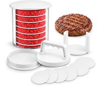 Burger Patty Press with Storage Container, Moule 7 Niveaux avec Boîte | Moule Steak Haché avec Disques Séparateurs et Poignée de Retrait pour Préparer, Empiler et Conserver Les Steaks Hachés