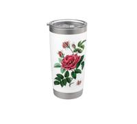 BURGUNDY ROSE FLOWERS BLOOM IN SPRING Gobelet isotherme en acier inoxydable double paroi
