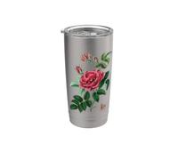 BURGUNDY ROSE FLOWERS BLOOM IN SPRING Gobelet isotherme en acier inoxydable double paroi