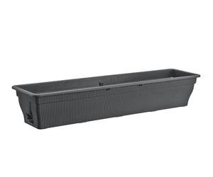 BURI Jardinière Boîte Balcon avec Réservoir d'Eau 100/80/55CM - Pot Résistant aux Intempéries avec Protection UV en Plastique Terracotta, Marron Foncé (Anthracite, 100cm)