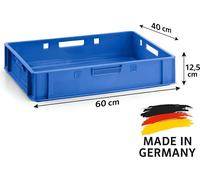 BURI, lot de 10 caisses à viande E1, caisses de stockage 60 x 40 x 12,5 cm, caisses de boucherie Eurobox fabriquées en Allemagne, adaptées au contact alimentaire, robustes, empilables