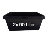 BURI Lot de 2 bacs à mortier (90 l) - Boîtes à mortier robustes, bacs à plantes, caisses de maçon pour chantier, jardin et projets de bricolage, résistants aux UV, empilables
