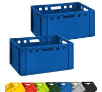 BURI Lot de 2 caisses à viande 60 x 40 x 30 cm E3 empilables extrêmement robustes - Qualité alimentaire - Empilables (bleu)