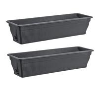 BURI Lot de 2 jardinières 80 cm Réservoir d'eau anthracite 18 l - Résistante aux intempéries Jardin et balcon - Gris