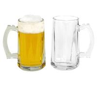 BURI Lot de 2 petits verres à bière avec anse - 422 ml - 8 x 15 cm - 2 chopes à bière avec poignée - Chope à bière - Chope à bière - Verres à boire - Dimensions : 0,4 l - 0,4 l - Design classique
