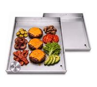 BURI Lot de 2 plaques de 30 x 37 cm, en acier inoxydable, compatibles avec les barbecues à gaz Char-Broil