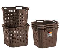 BURI Lot de 5 paniers de récolte de pommes de terre - Panier de jardin - 25 l - Panier à fruits - Panier à légumes - Panier empilable - En plastique haute densité - Empilable - Marron - Extrêmement