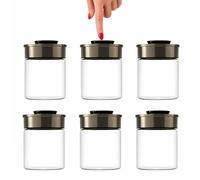 BURI Lot de 6 bocaux de conservation en verre sous vide 700ml | Bocaux de conservation en verre avec couvercle en acier inoxydable et mécanisme de clic sous vide | Hermétique, résistant aux mites
