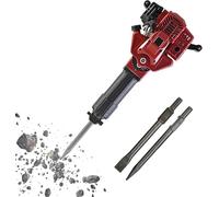 Burineur à Essence 1700W 52cc 2 Temps avec 2 Burins Traités Thermiquement, Marteau-Piqueur Lourd pour Démolition Béton, Briques, Roche, Maçonnerie et Entretien des Routes