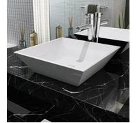 BURKE@ Blanc Lavabo carrée Céramique Blanc 41,5x41,5x12 cm ,9.6 kg, Haute qualité A324