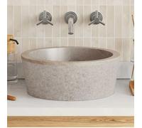 BURKE@ Gris Lavabo Gris Ø40x15 cm Marbre ,21.8 kg, Haute qualité A1695