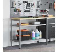 BURKE@ Gris Table de travail Gris 100x55x85 cm Acier enduit de poudre ,19.2 kg, Haute qualité A11019