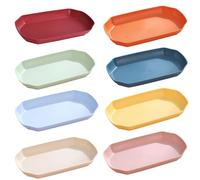 burkfeeg Lot de 8 Assiettes de Service Rectangulaire, 29cm Plastique Plates | Grande Plates de Service, Robuste Réutilisable Assiettes à dessert,pour Sushis Entrées Salades Desserts Gâteau