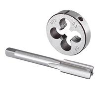 Burkit Jeu de tarauds et filières M12 x 0,5 pour droitier, filetage de machine M12 x 0,5 et filière ronde