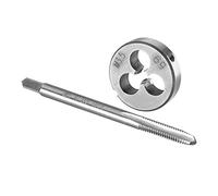 Burkit Jeu de tarauds et filières M3,5 x 0,6 pour droitier, filetage de machine M3,5 x 0,6 mm et filière ronde