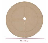 Burlap Christmas Tree Skirt 3 Sizes Double-Layer Polyester | Polyester Fabric, 24/36/48 Inch Sizes, Double-layer Rustic Design, Machine Washable, Festive Holiday Decor