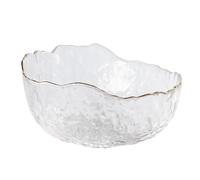 BURLOE Clear,1050ml, Bol en Verre avec Bord Doré, Bols À Dessert, Saladier 300 ML / 750 ML / 1050 ML Bol en Verre Rond pour Salade Dessert Collations Aux Fruits Décoration Empilable Ronde