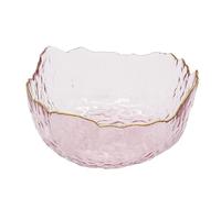 BURLOE Rose,1050ml, Bol en Verre avec Bord Doré, Bols À Dessert, Saladier 300 ML / 750 ML / 1050 ML Bol en Verre Rond pour Salade Dessert Collations Aux Fruits Décoration Empilable Ronde