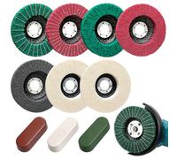 BURMONG 10 Pièces Roue de Polissage et Lustrage 115 mm Pour Meuleuse d'Angle - 7 Roues Aluminium/Acier Inoxydable et 3 Composés, Disque à Lamelles Pour Métal (Trou d'Arbre 22 mm)