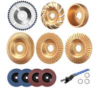 BURMONG Ensemble de 11 disques pour meuleuse d'angle, disques abrasifs pour bois, disque de fraisage, disques abrasifs rabattables, clés universelles et bagues d'adaptation pour le découpage, la