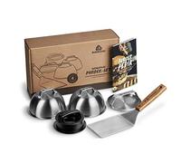 BURNHARD Kit pour Burgers 6 pièces, Moule à Steak haché antiadhésif avec spatule, Presse à Burger et Cloches INOX pour Faire Fondre Le Fromage