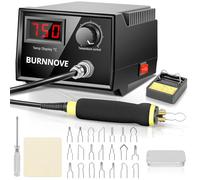 BURNNOVE 60W Pyrograveur sur Bois avec 100-750°C Température Réglable | Kit Pyrogravure Bois avec Écran LCD 21 Pointes Interchangeables Stylo Ergonomique pour Bois Cuir Liège et DIY